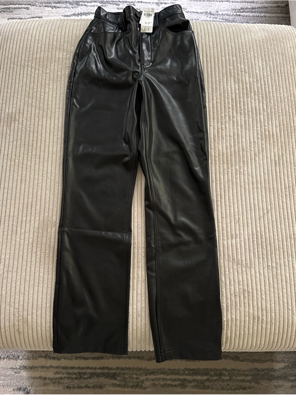 Abercrombie & Fitch Black Faux Leather Straight-Leg Pants